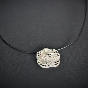 Necklace for men. Sterling silver pendant with 0.22ct Spinel, on a leather chain